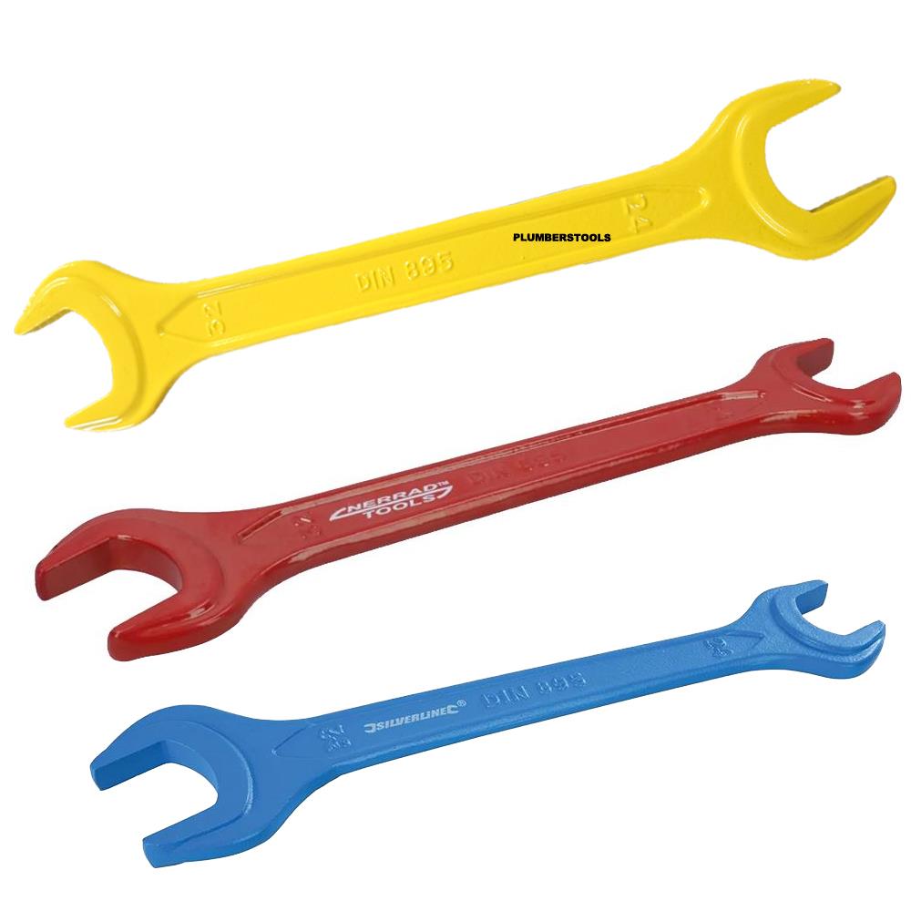 3 x Compression Nut Spanners Red, Blue & Yellow for 15 & 22mm Compression Fittings 24x32mm A/F