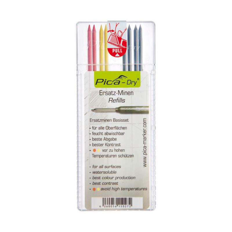 Pica Dry Refill Graphite - Red - Yellow 8pack