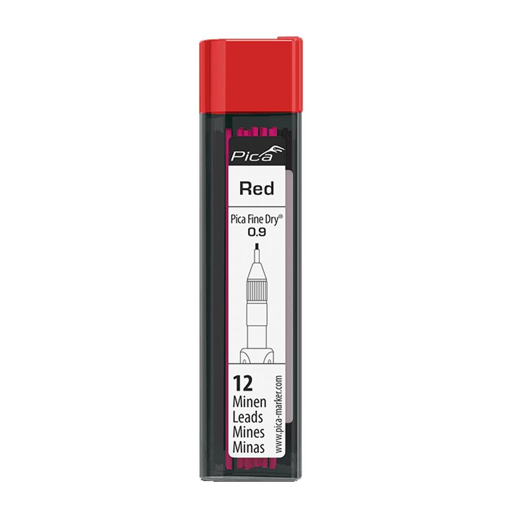 Pica Fine Dry Precise 0.9mm Red Refills x 12