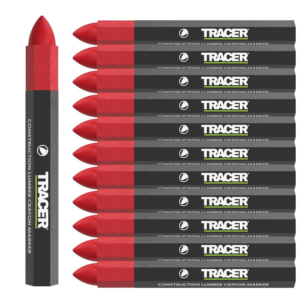 Tracer 12 x Red Multi Surface Marking Crayons