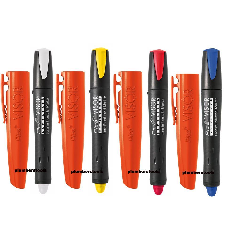 Pica Blue,White,Yellow & Red Visor Permanent Industrial Cryon Marker