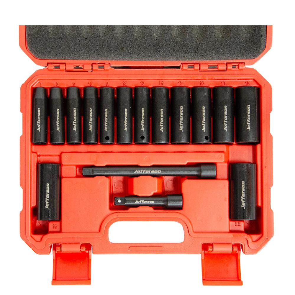 Jefferson 16 Piece 3/8" Deep Impact Socket Set