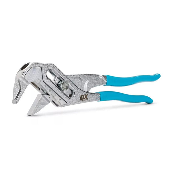 OX Pro Max Leverage Chrome 250mm (10'') Adjustable Plier Wrench 42mm Flat Jaw Opening