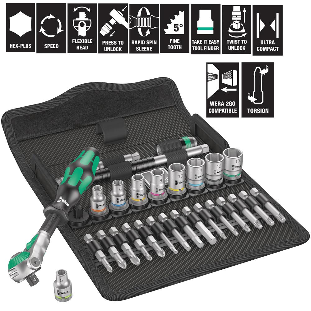 Wera Zyklop Speed Ratchet Socket & Screwdriver Set - 1/4" drive - metric - 28 pieces