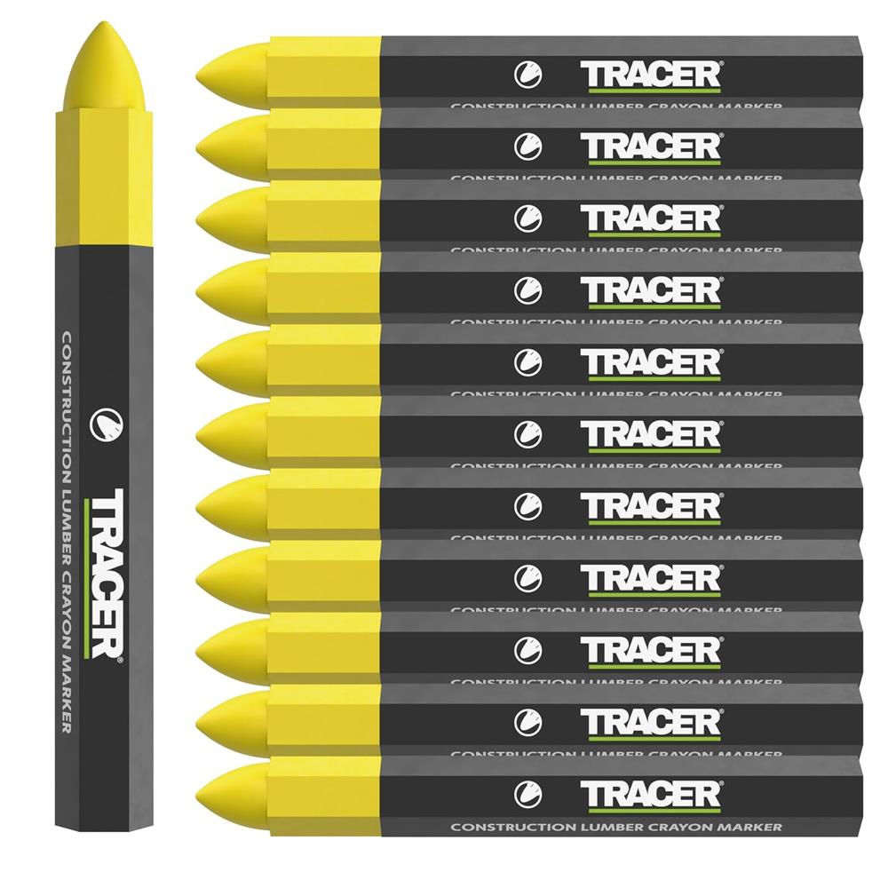 Tracer 12 x Yellow Multi Surface Marking Crayons