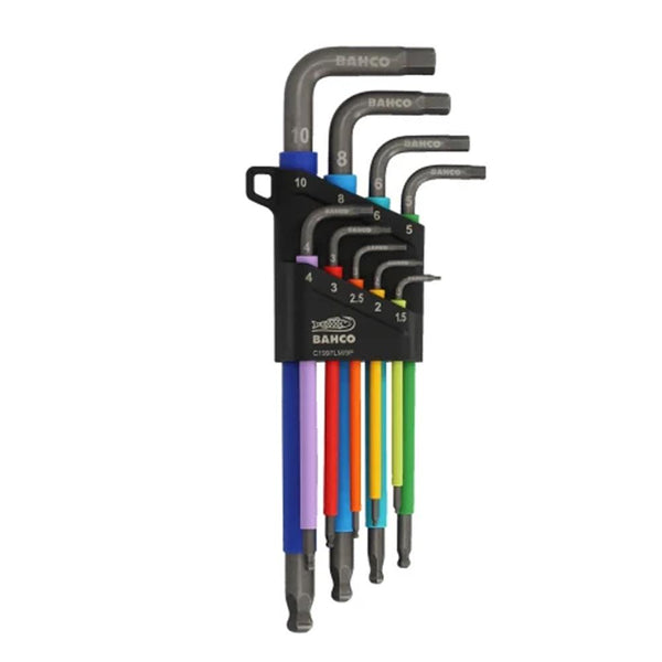 Bahco Metric Hex Keys Long Ball End Coloured 9 Piece