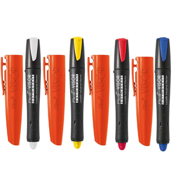 Pica Blue,White,Yellow & Red Visor Permanent Industrial Cryon Marker