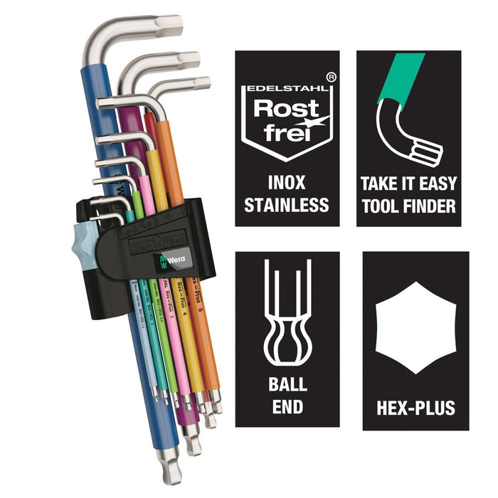 Wera Hex Plus Stainless Allen Key Set 3950/9