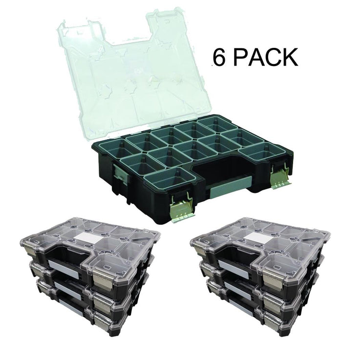 6 x Stackable 12 Compartment Storage Case