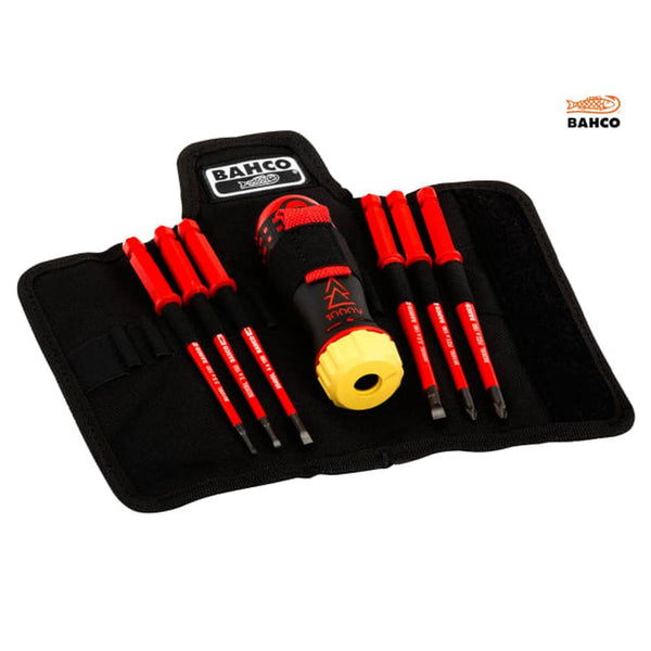 Bahco Insulated VDE Ratcheting Interchangeable Screwdriver Set, 6 Piece In Case