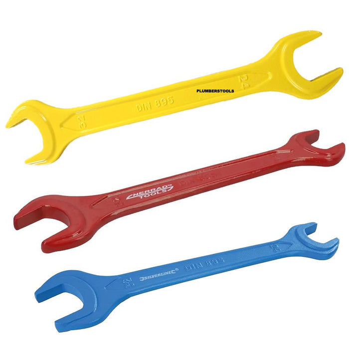 3 x Compression Nut Spanners Red, Blue & Yellow for 15 & 22mm Compression Fittings 24x32mm A/F