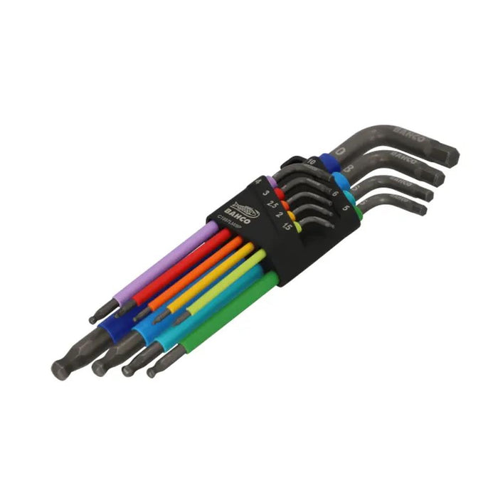 Bahco Metric Hex Keys Long Ball End Coloured 9 Piece