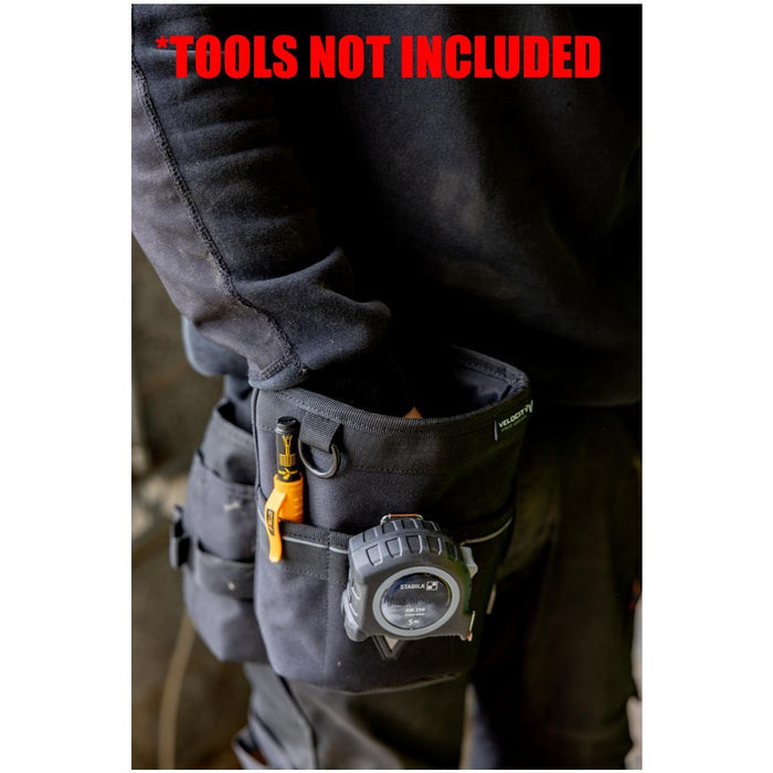 Velocity Magnetic Tool Pouch – Heavy Duty Dump Pouch with Magnetic Closure, Internal Tool Organiser, Tape Measure Mount & Belt Clip Utility Pouch for Tradespeople