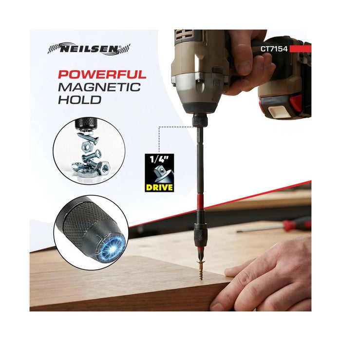 Neilsen 3pack 1/4 Inch Quick Release Magnetic Drill Bit Holder Extension
