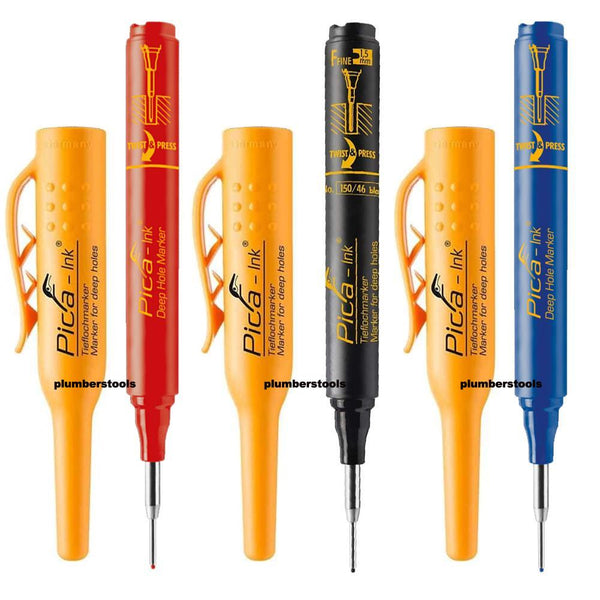 Pica INK Black, Blue & Red Permanent Marker Pen for Deep Holes Fine Tip
