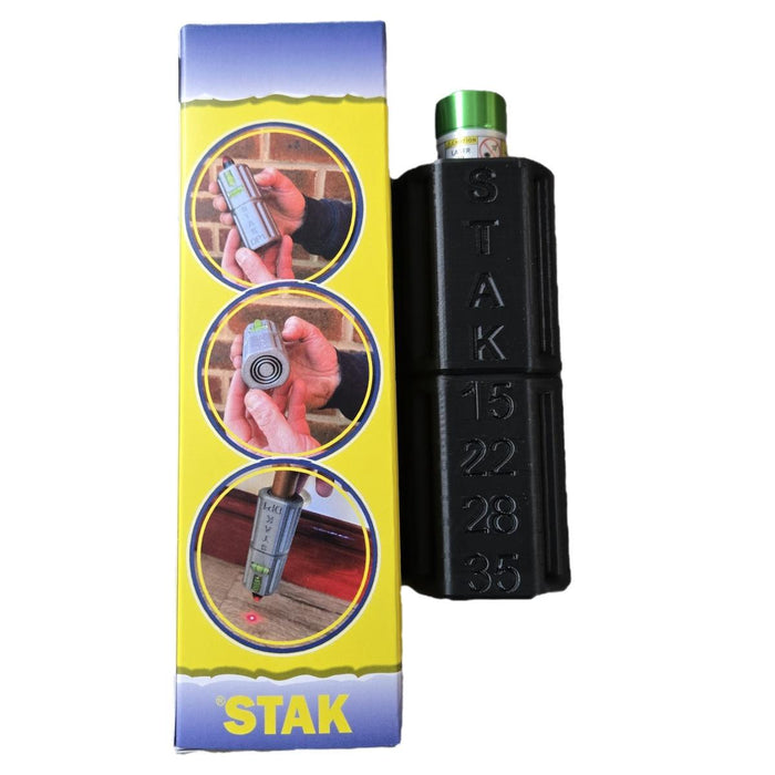 STAK Laser Hole Centre Alignment Tool with Spirit Level – For Copper Pipe 15, 22, 28 & 35mm