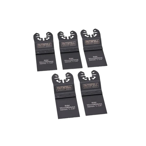 Faithfull Bi-Metal Flush Cut Wood/Metal Blades 32mm (Pack 5)