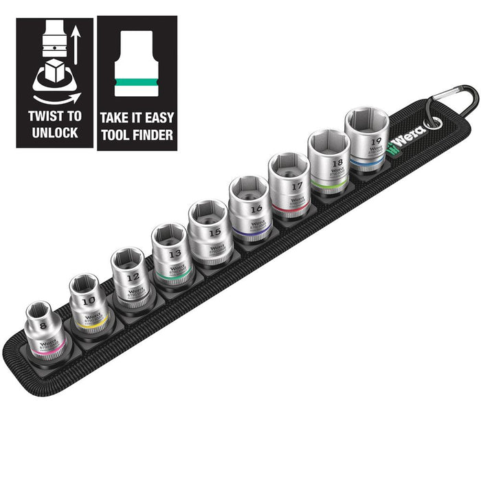 Wera 3/8'' Socket Set on Clip 9 Piece