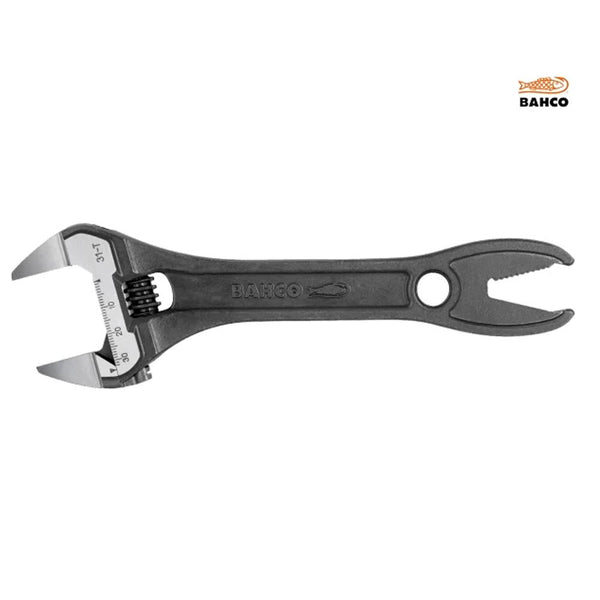 Bahco 8'' (200mm) Thin Jaw Adjustable Spanner with Serrated Pipe Jaws