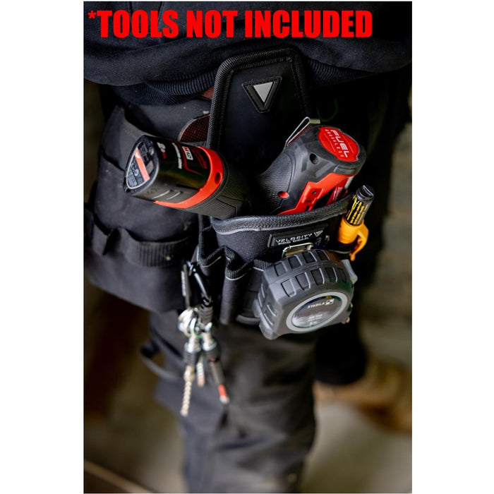 Velocity Drill holster– Heavy Duty Tool Belt Holder with Bit-Through Design, Tape Measure Mount & Marker Holders