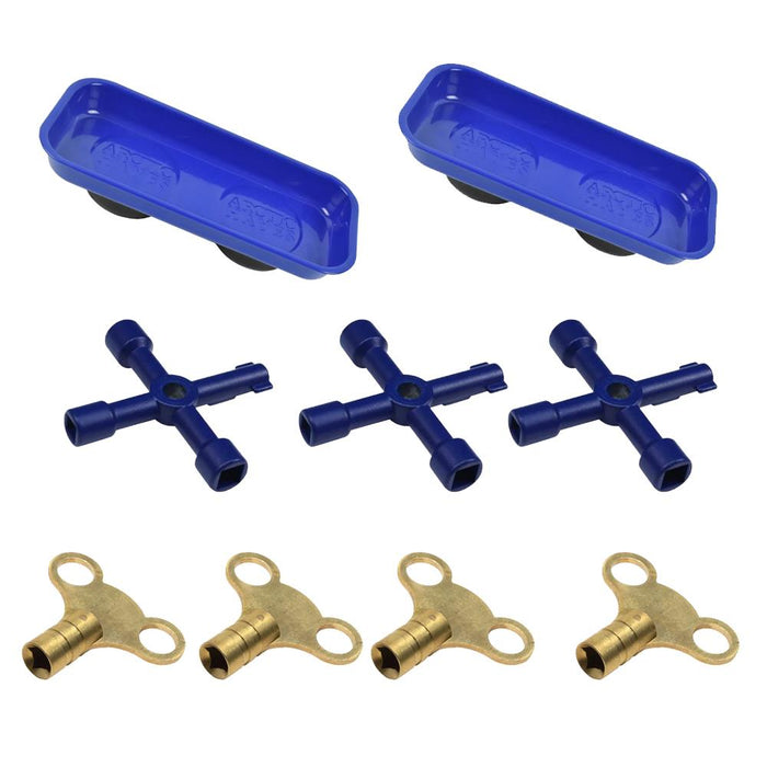 4 x Brass Radiator Bleed Keys + 3 x Utility Keys + 2 x Magnetic Trays