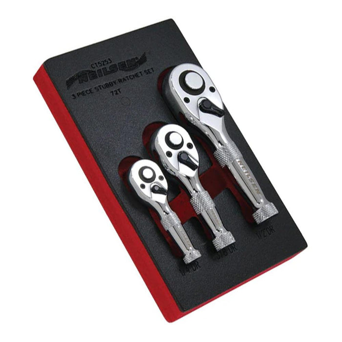 Neilsen 3pc Stubby Ratchet Set In Foam
