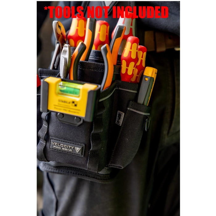 Velocity Grab Pouch Tool Holder – Heavy Duty Multi-Trade Tool Pouch with Screwdriver & Pliers Pockets, MOLLE Webbing, Tape Measure Clip & D-Rings