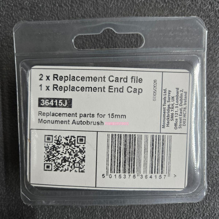 Monument Autobrush 15mm Replacement Brush Card File x 2 & End Cap