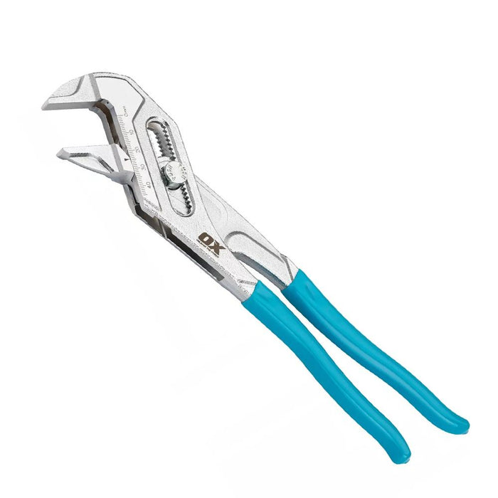 OX Pro Max Leverage Chrome 250mm (10'') Adjustable Plier Wrench 42mm Flat Jaw Opening