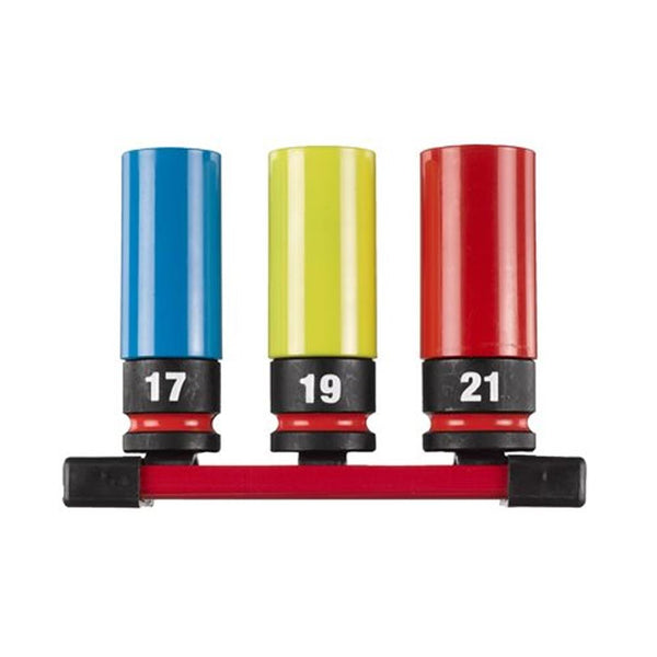Milwaukee Impact Duty Shockwave Deep Sockets 1/2'' With Magnetic Storage Rail