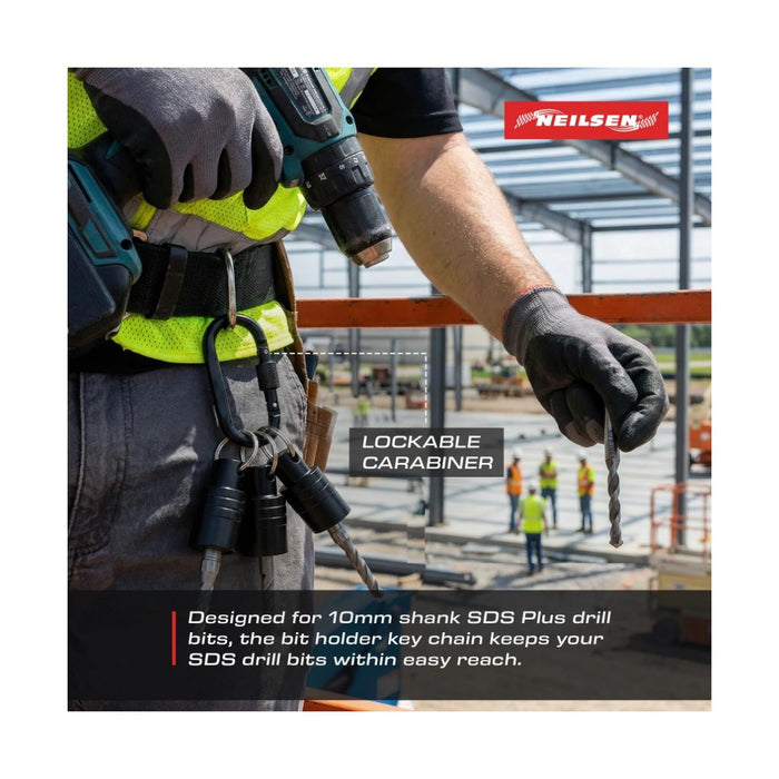 Neilsen 3pack SDS Drill Bit Holder + Carabiner