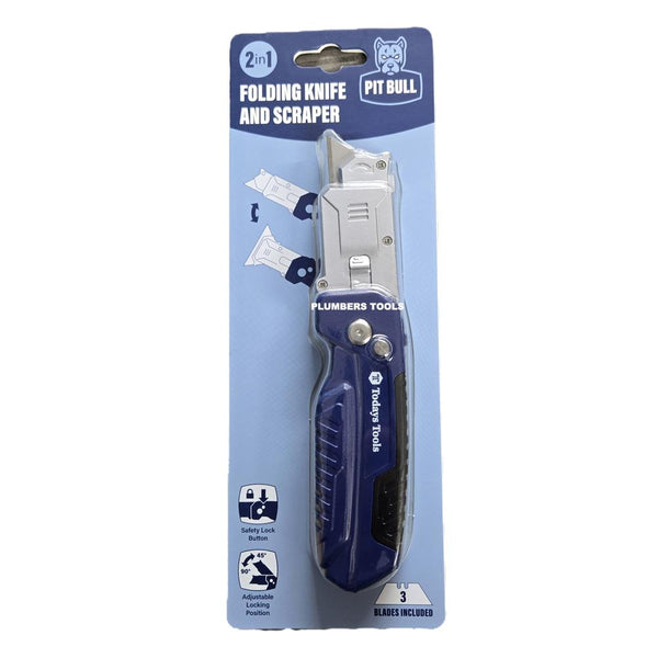 Pit Bull Todays Tools Folding Knife & Scraper + 2 Spare Blades