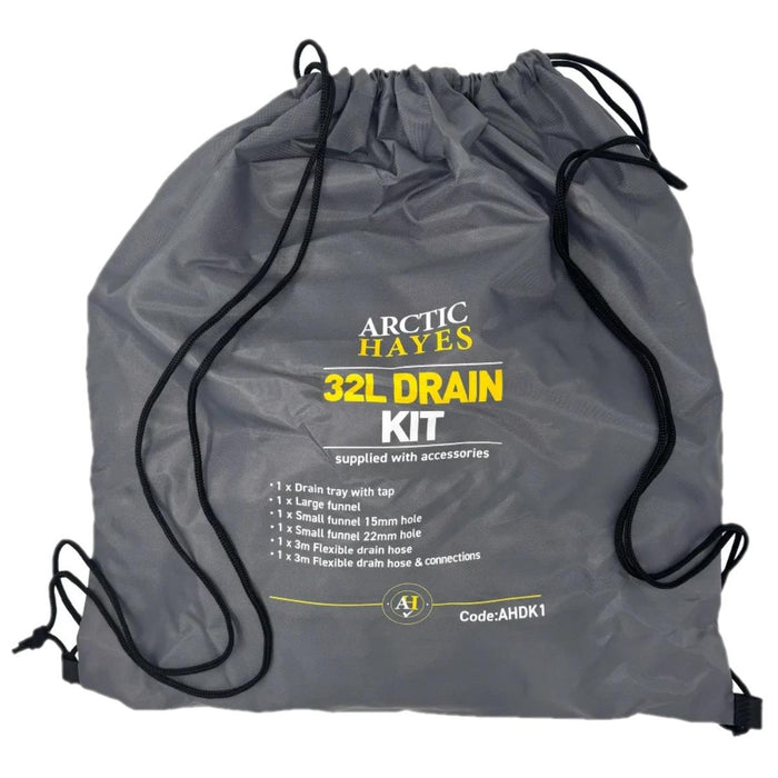 Arctic Hayes 32L Drain Kit with 3 Magenetic Drain Funnels & 3m Hose