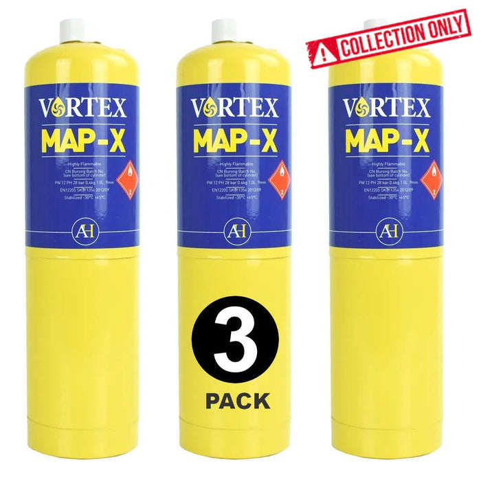3 x  Vortex Mapp Map X Gas Cylinder Plumbing Soldering 400g For Blow Torch