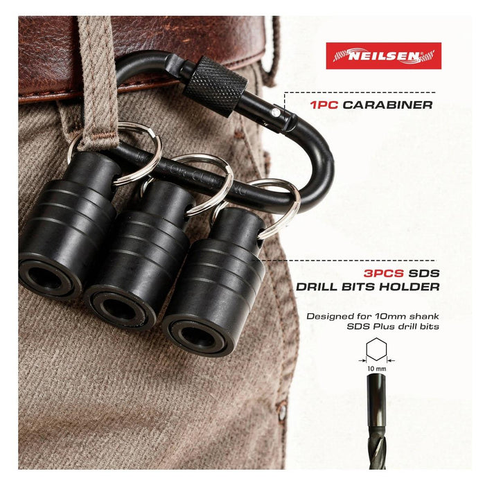 Neilsen 3pack SDS Drill Bit Holder + Carabiner