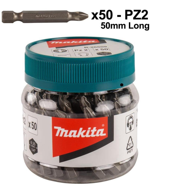 Makita 50 x PZ2 Screwdriver Bits 50mm