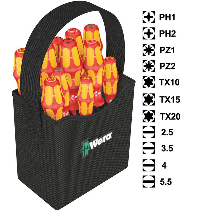Wera VDE 11 Piece LaserTip Screwdriver Set in 2go Bag