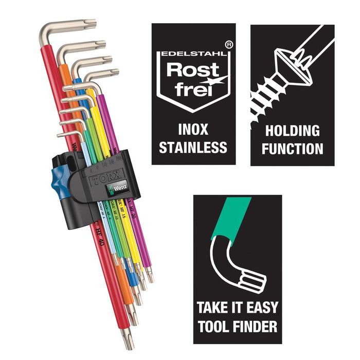 Wera Torx XL Stainless Multicolour with Holding Function 9 Piece 3967/9