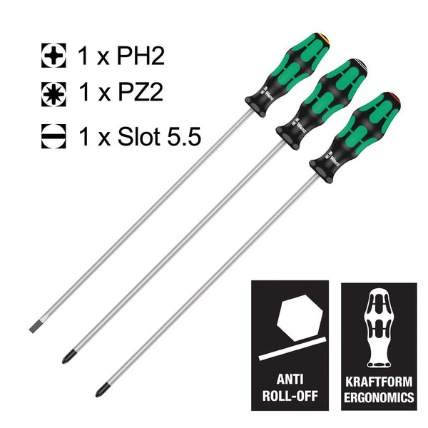 Wera 3 pack Long Reach Screwdrivers
