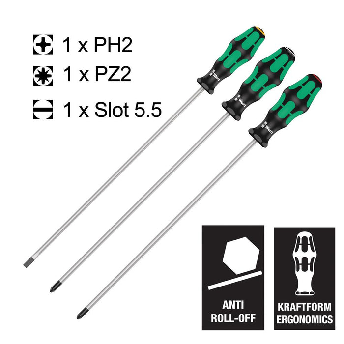 Wera 3 pack Long Reach Screwdrivers