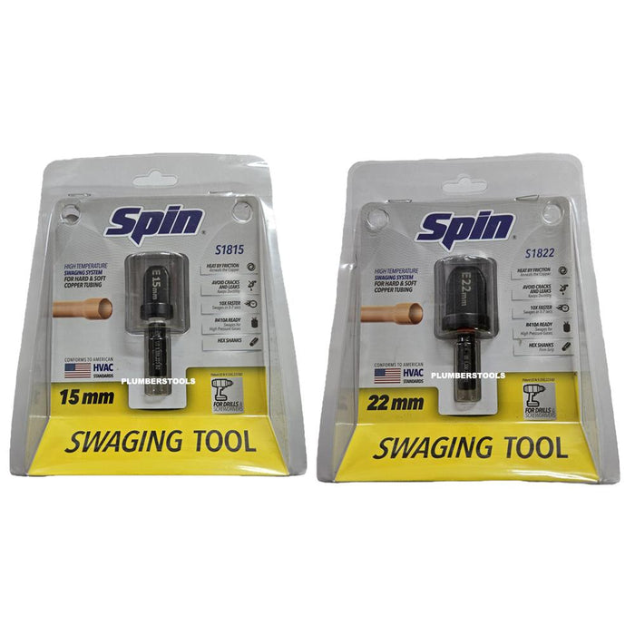 Spin 15 & 22mm Copper Pipe Swaging Jointer Socket Former Swage Flaring Drill Attachment