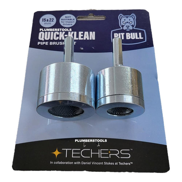 Pit Bull 15 & 22mm Copper Pipe Cleaners Drill Attachment Quick-Klean