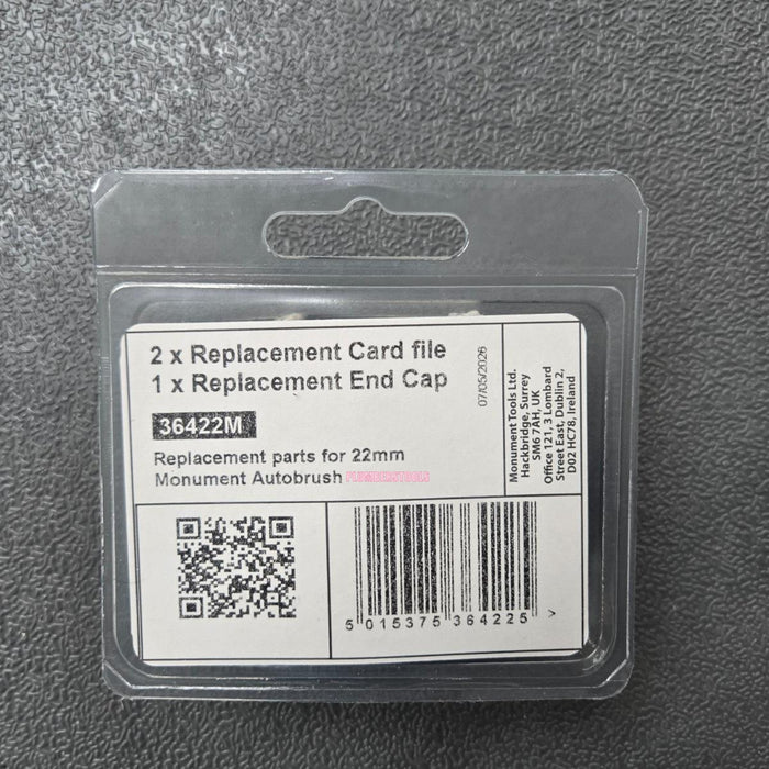 Monument Autobrush 22mm Replacement Brush Card File x 2 & End Cap