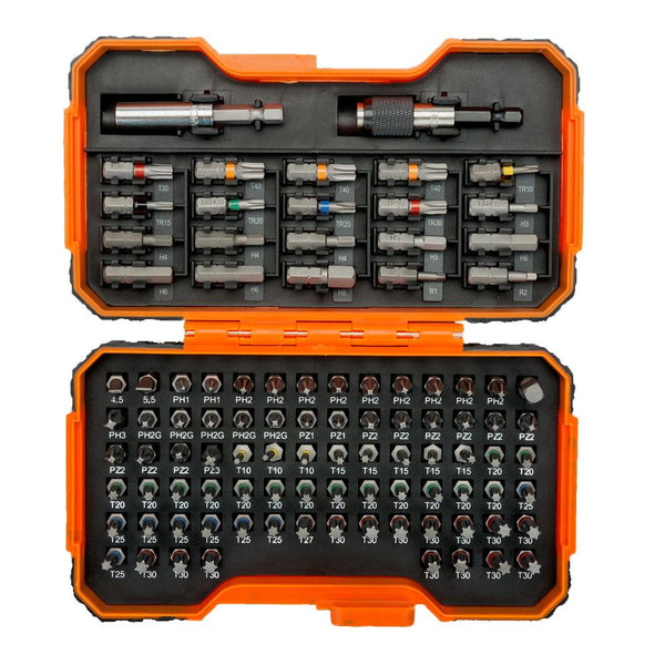Bahco 100 Piece - 1/4'' Bit Set Slotted / Phillips / Pozidriv / Hex / TORX Tamper/Robertson