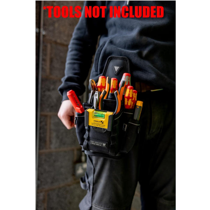 Velocity Grab Pouch Tool Holder – Heavy Duty Multi-Trade Tool Pouch with Screwdriver & Pliers Pockets, MOLLE Webbing, Tape Measure Clip & D-Rings