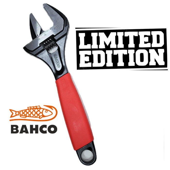 Bahco Limited Edition Red Grip Adjustable Wrench 8'' (200mm) Wide Jaw Opening to 38mm