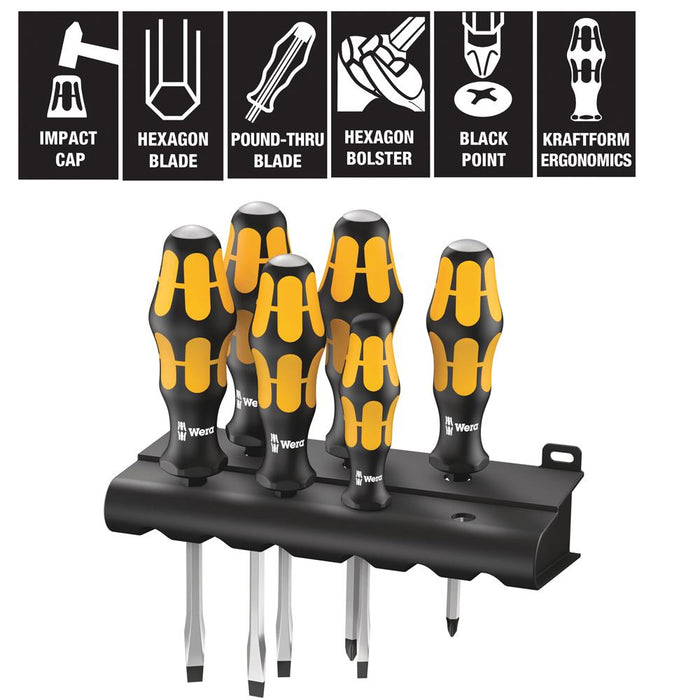 Wera 6 Pack Chisledriver Screwdriver set With rack