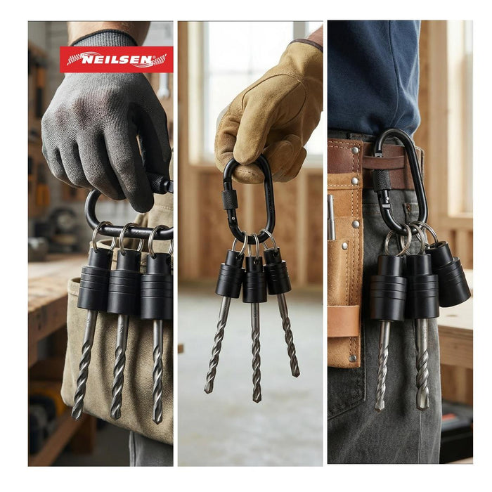 Neilsen 3pack SDS Drill Bit Holder + Carabiner