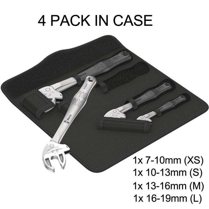 Wera 4 Pack self-setting spanner set  XS,S,M,L Joker 6004