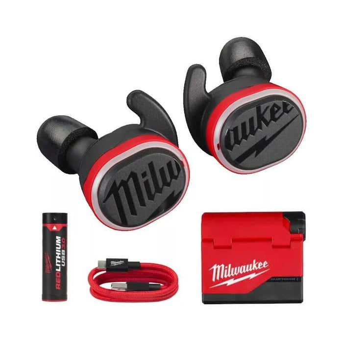 Milwaukee Job Site Earplugs Buds With Bluetooth - L4RLEPB - Rechargeable